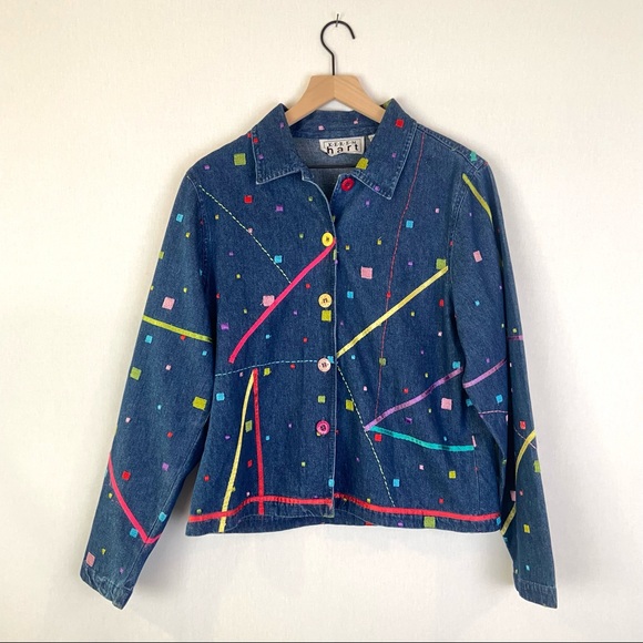 KEREN hart Jackets & Blazers - Keren Hart Embroidered Oversized Jean Jacket